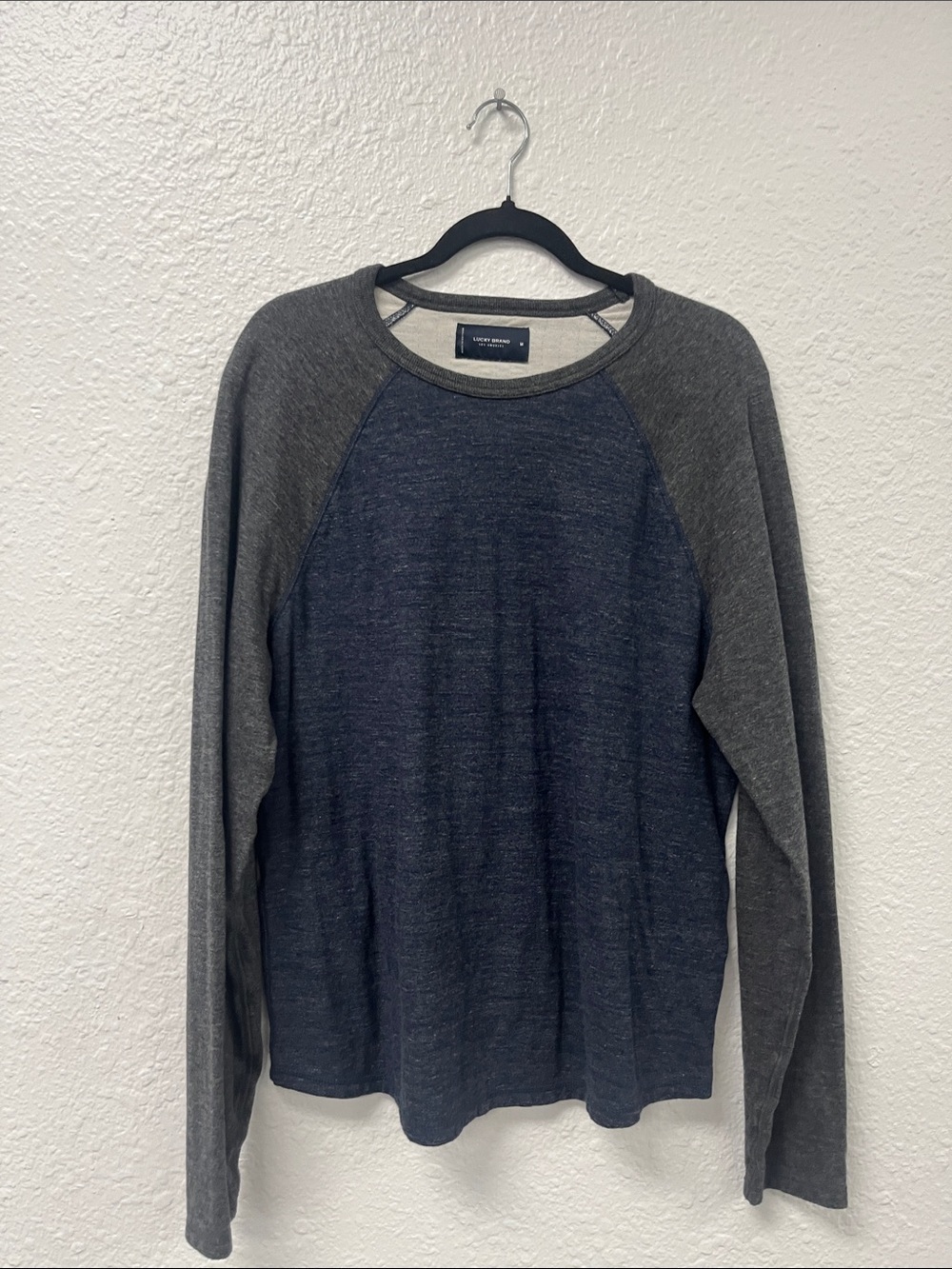 Lucky Brand Navy and Gray Long Sleeve Raglan Tee
-#1049